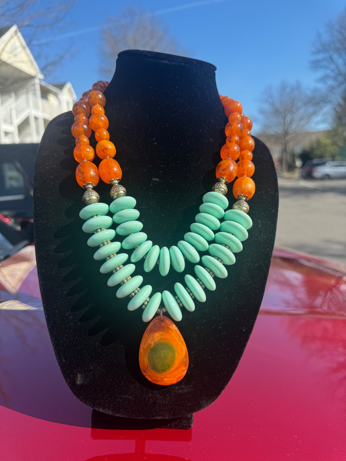 Faith Love Hope Orange Aesthetic Necklace
