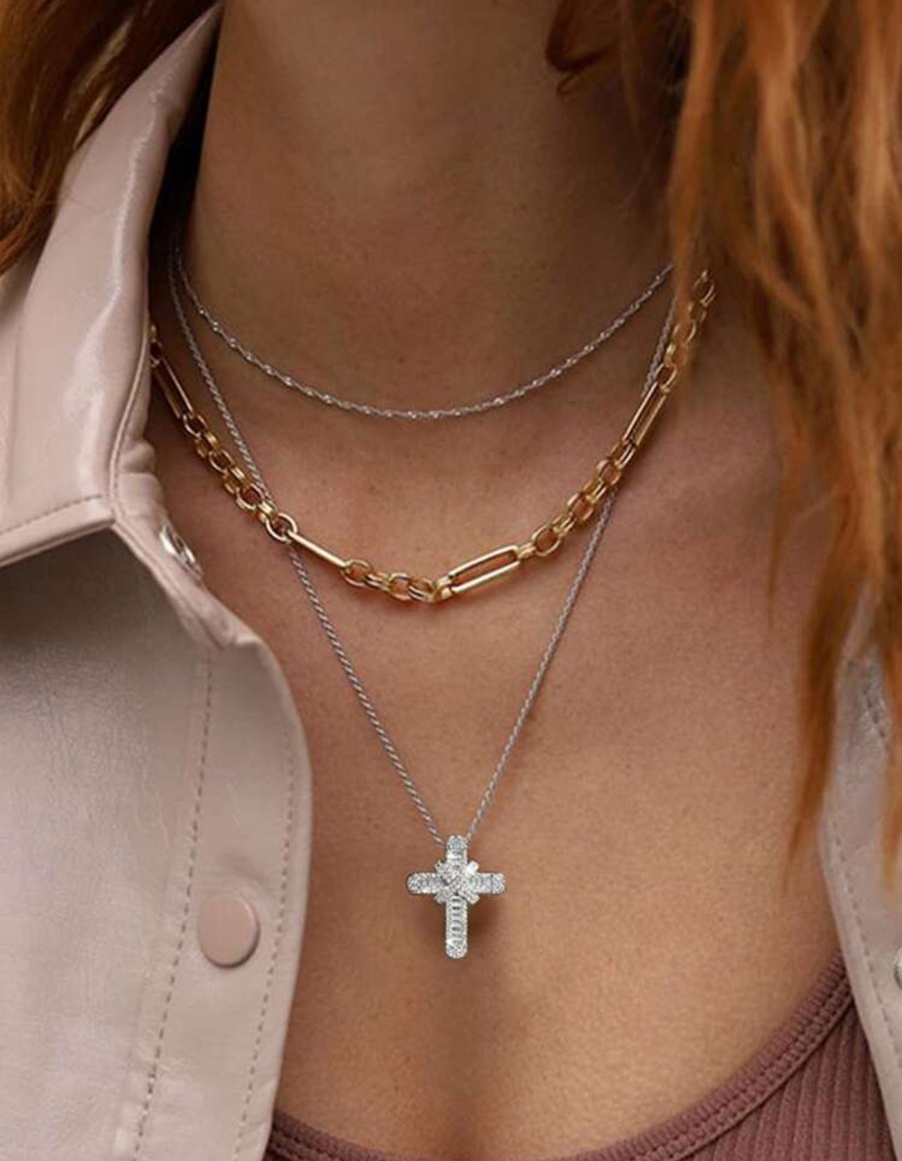 Denkays Faith Love Hope Cross Aesthetic Necklace