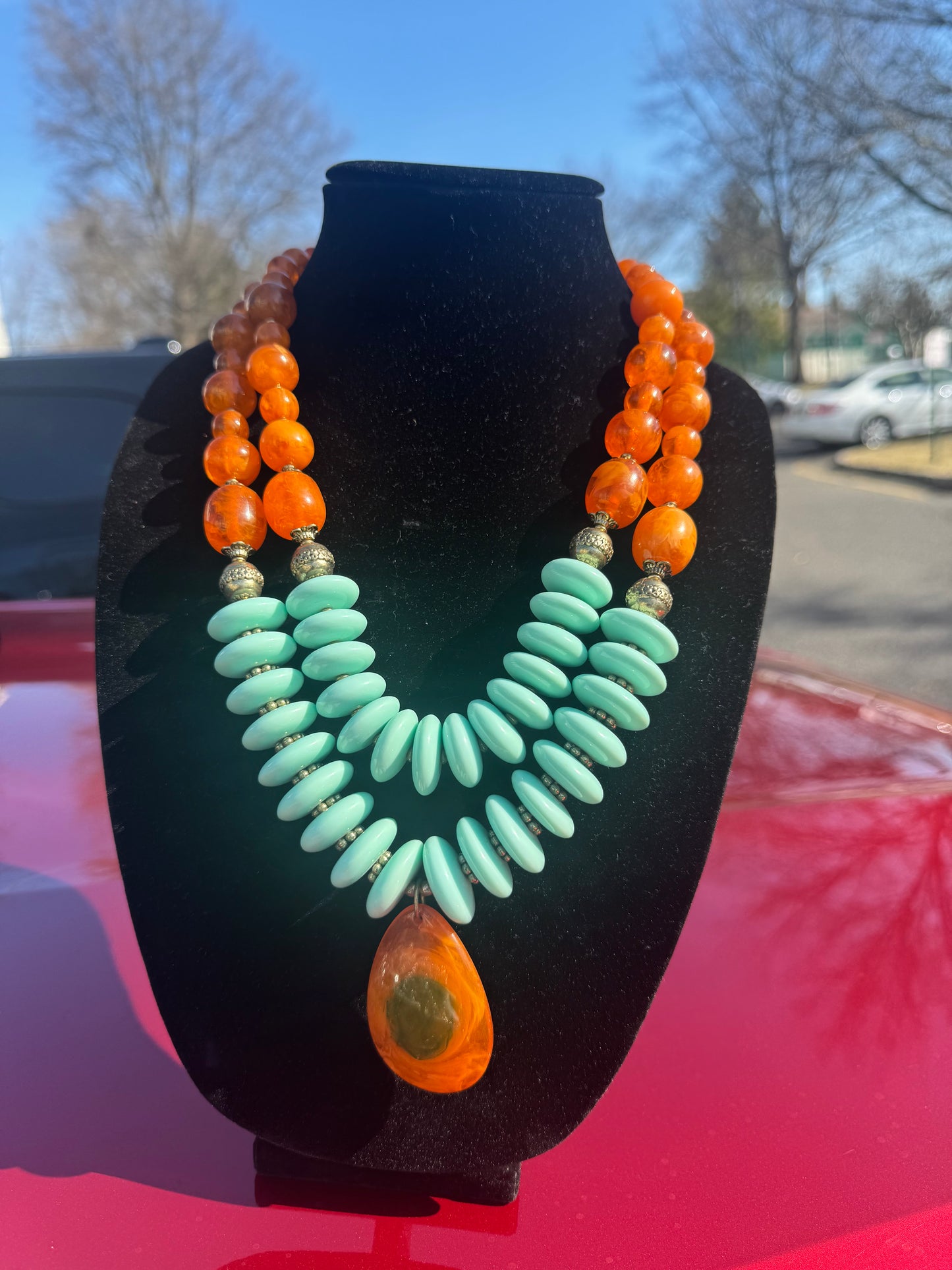 Faith Love Hope Orange Aesthetic Necklace