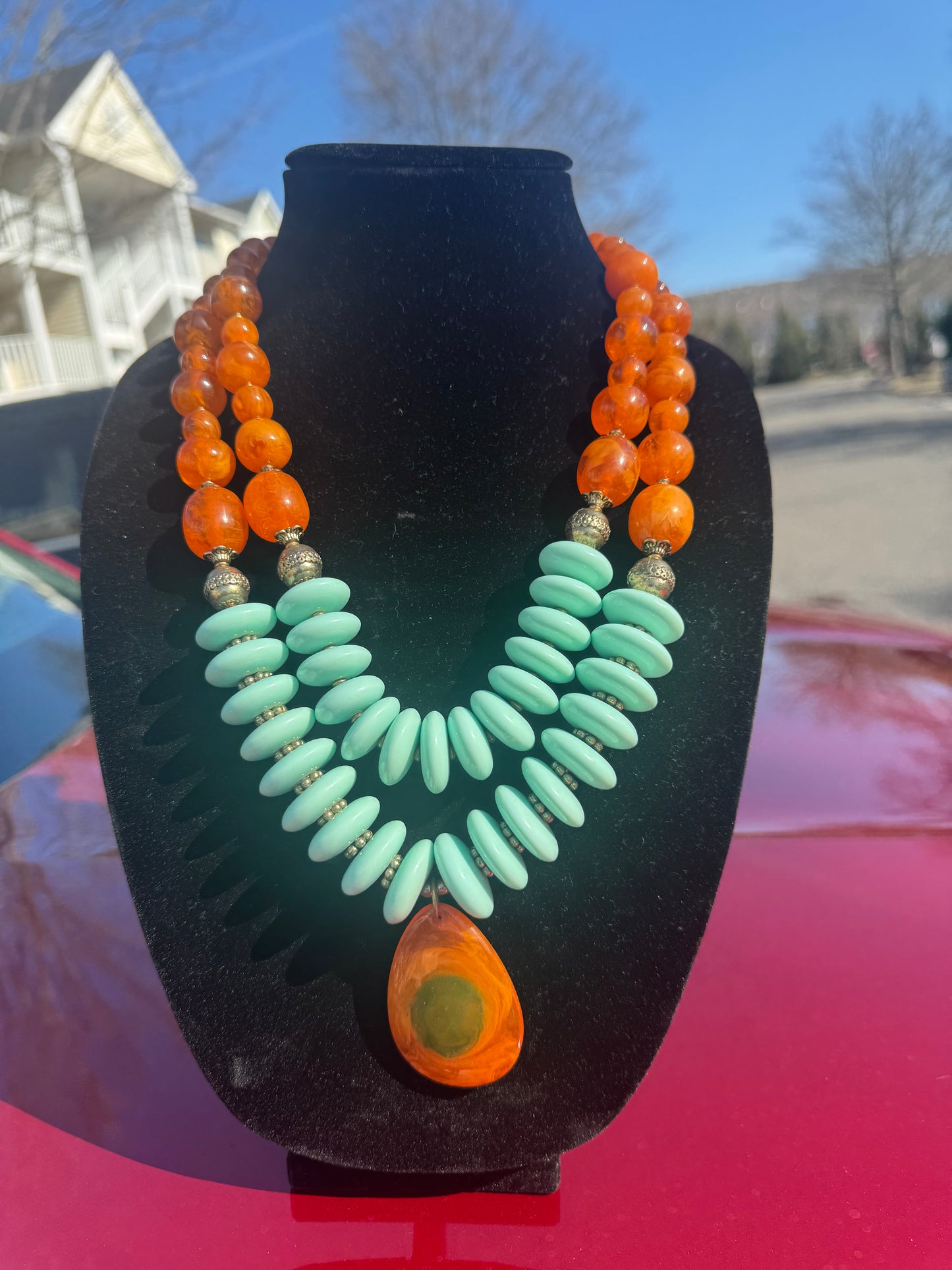 Faith Love Hope Orange Aesthetic Necklace