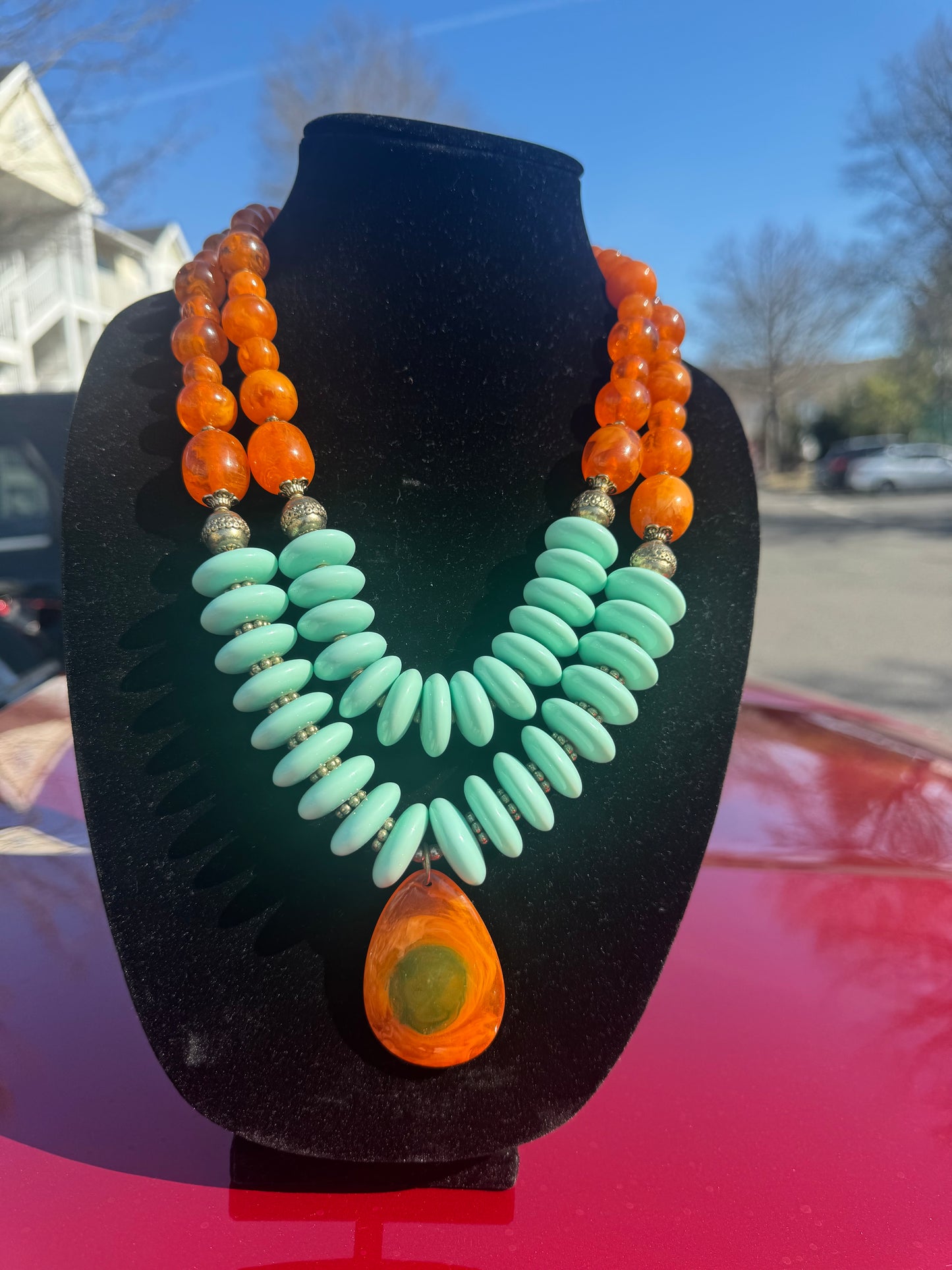 Faith Love Hope Orange Aesthetic Necklace