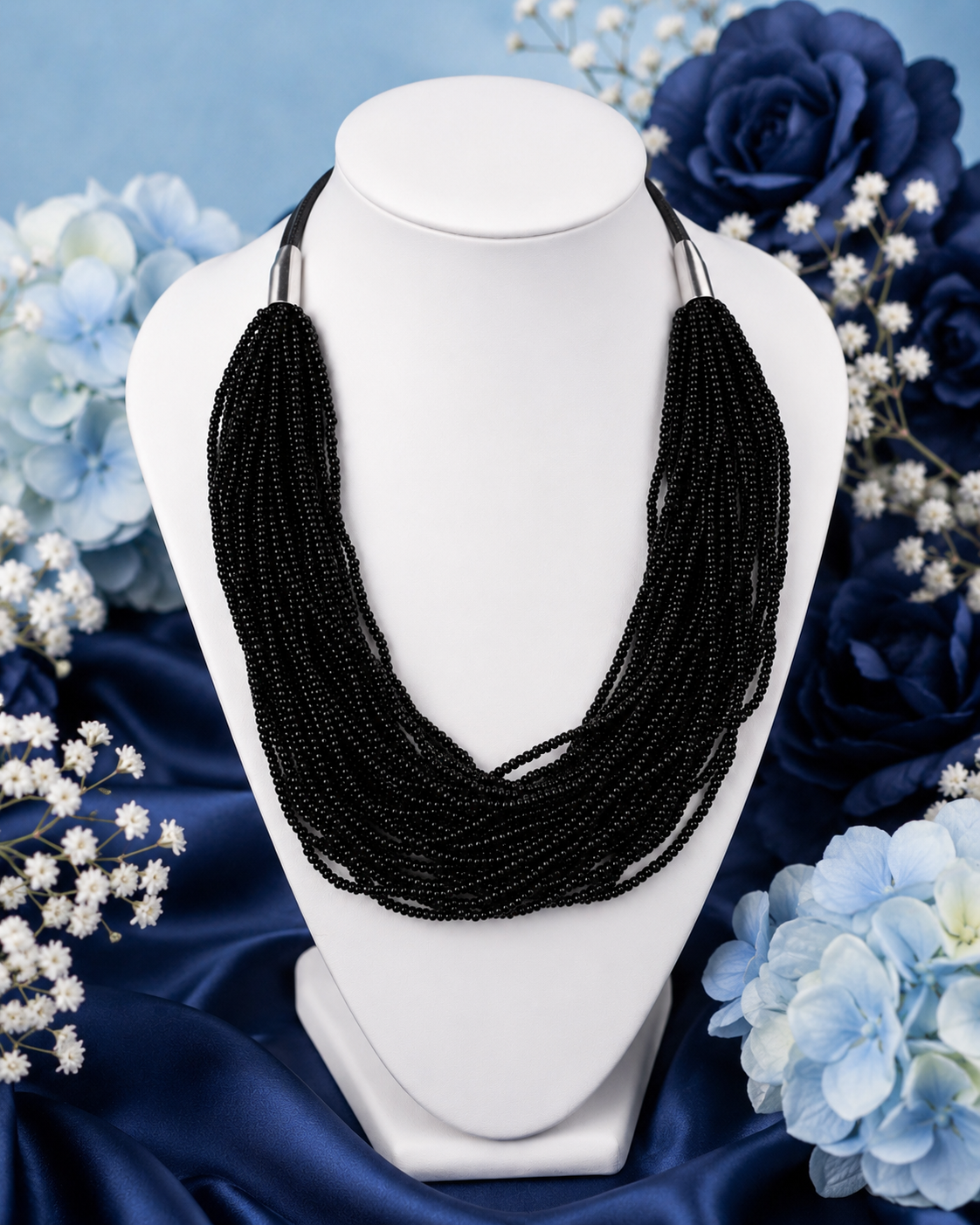 Denkays Statement Black Sally Beaded Necklace