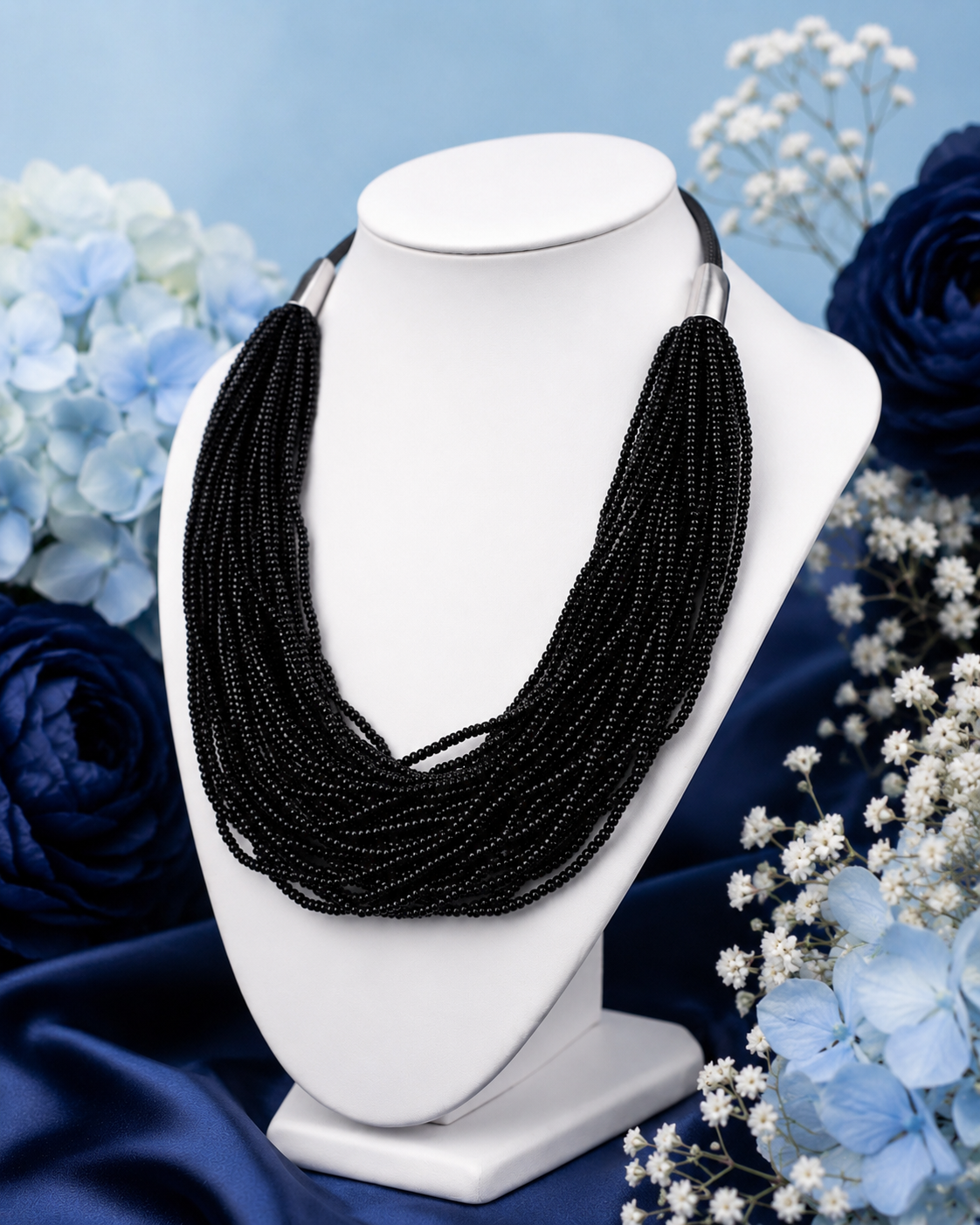 Denkays Statement Black Sally Beaded Necklace