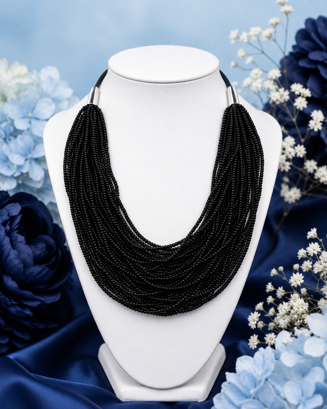 Denkays Statement Black Sally Beaded Necklace