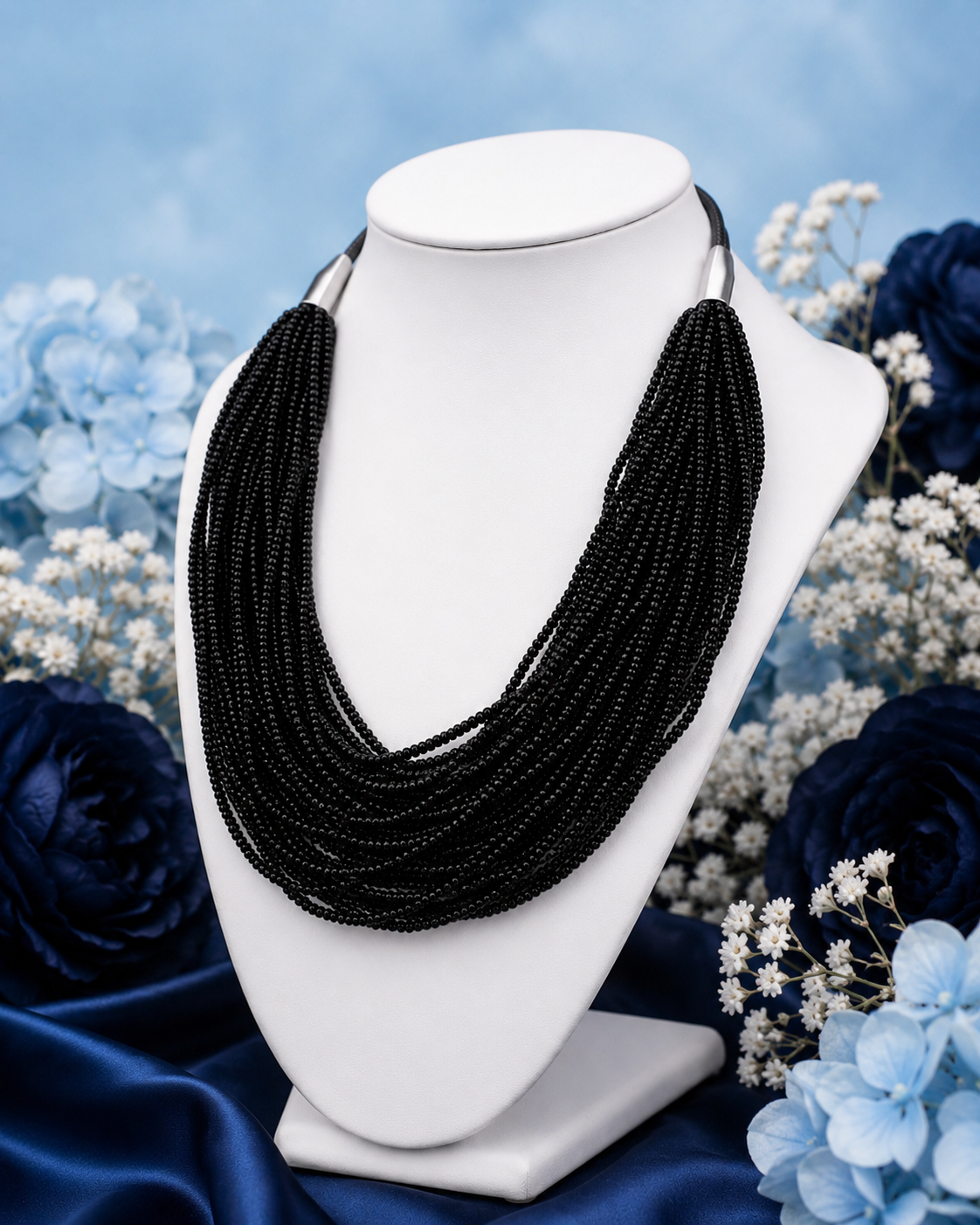 Denkays Statement Black Sally Beaded Necklace