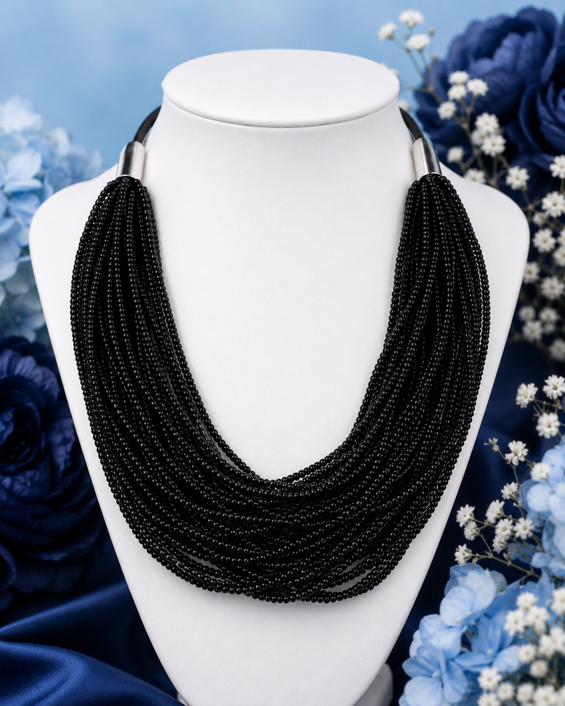 Denkays Statement Black Sally Beaded Necklace