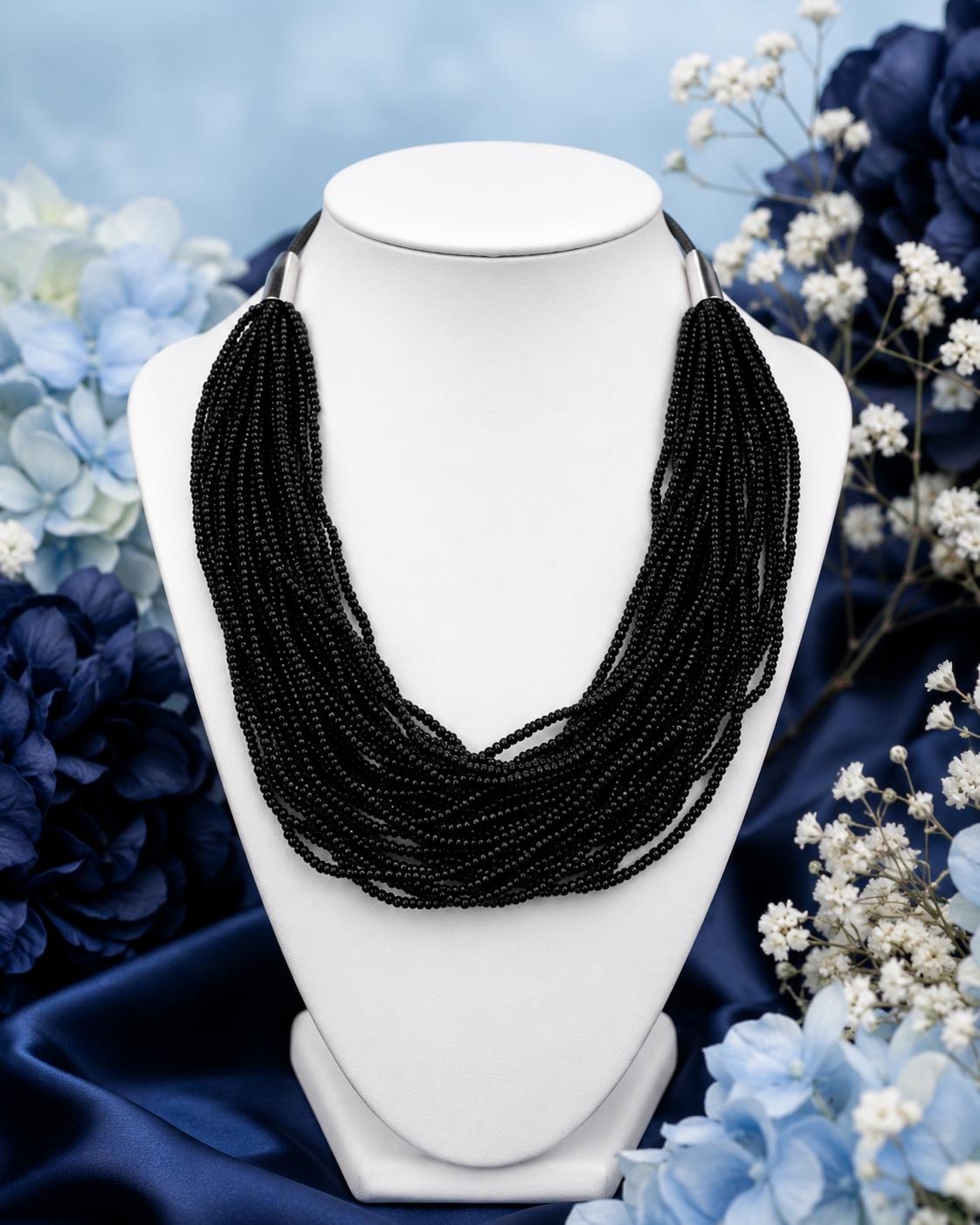 Denkays Statement Black Sally Beaded Necklace