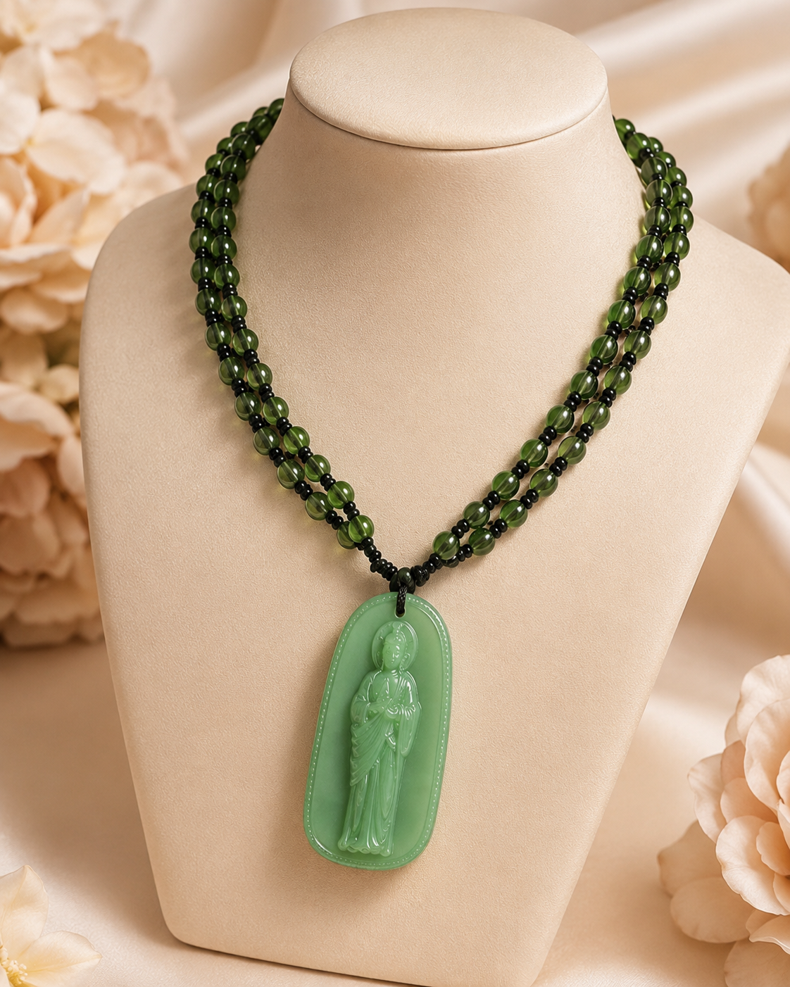 Denkays Statement Jade Crystal Necklace