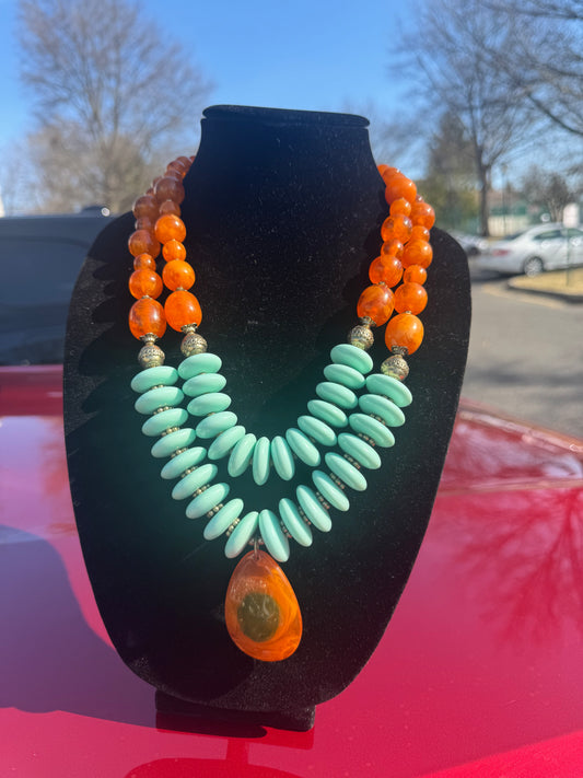 Faith Love Hope Orange  Aesthetic Necklace