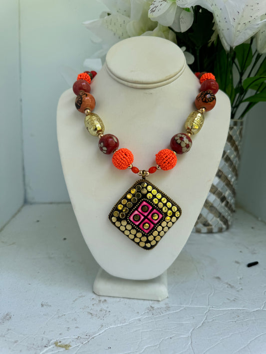 SALLY PENDANT STATEMENT AFRICAN SUNSET NECKLACE