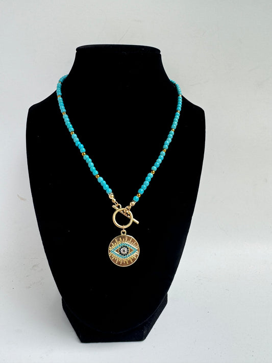 Desh Turquise Evil eye Aesthetic Necklace