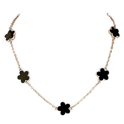 BLACK FLOWER BOHEMIAN NECKLACE