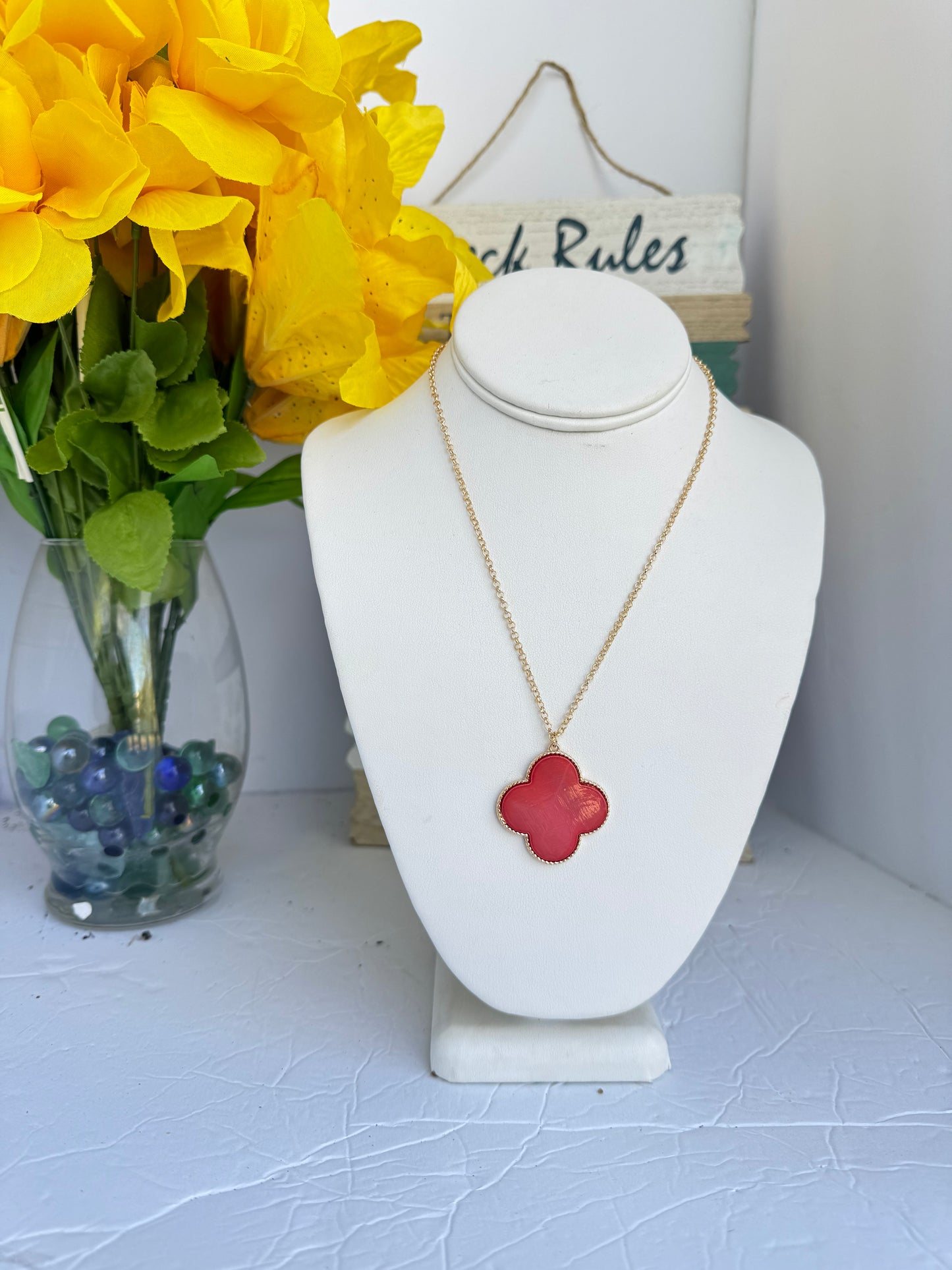 PINK FLOWER  NECKLACE