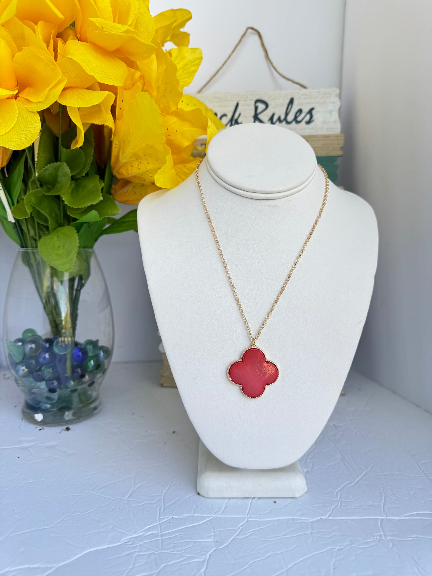 PINK FLOWER  NECKLACE