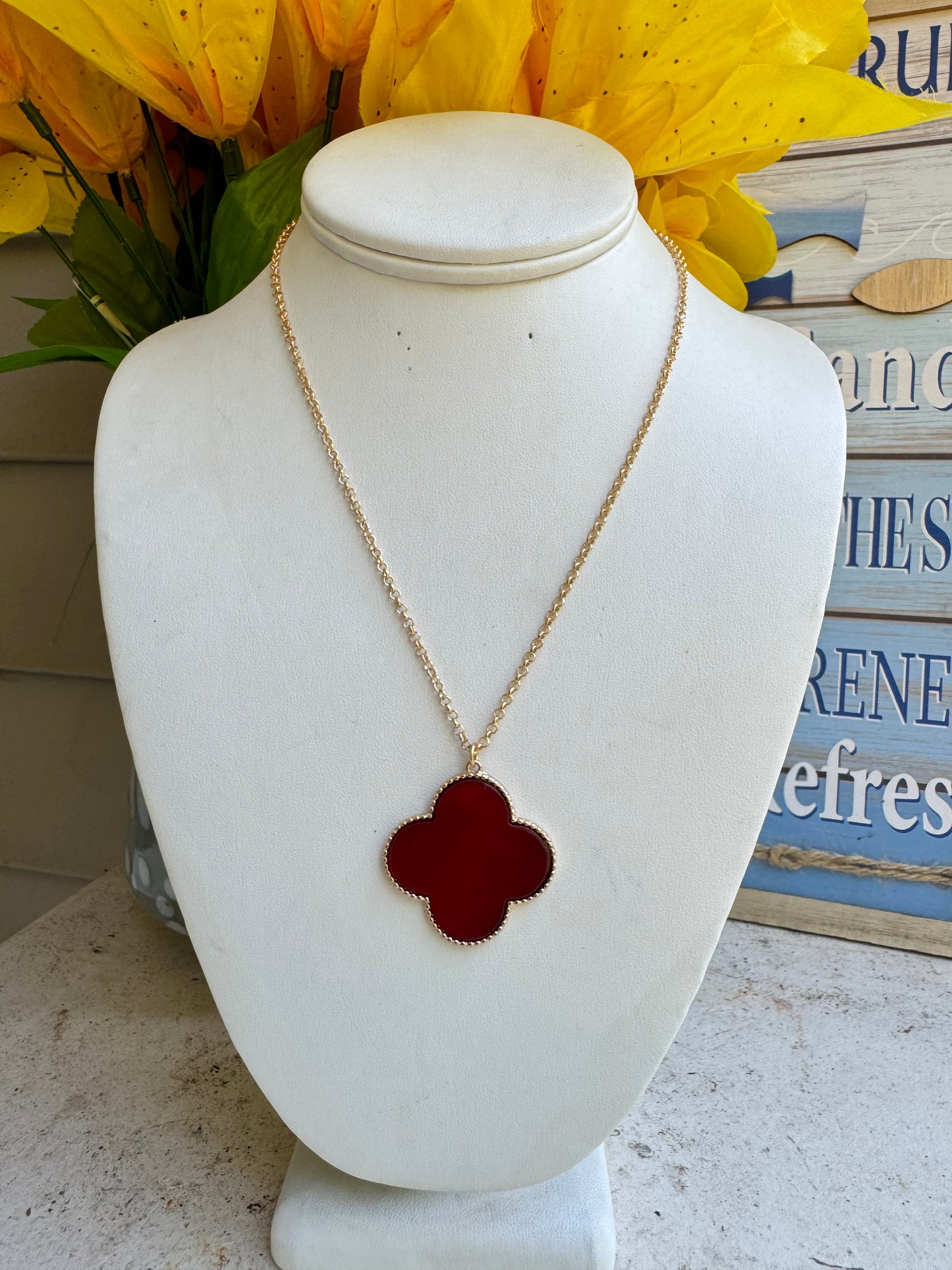 RED FLOWER  NECKLACE