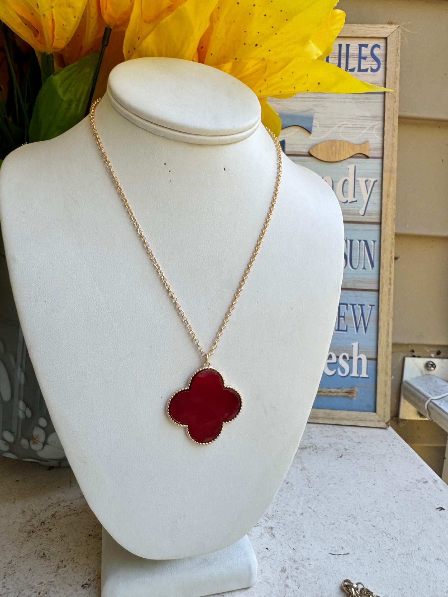 RED FLOWER  NECKLACE