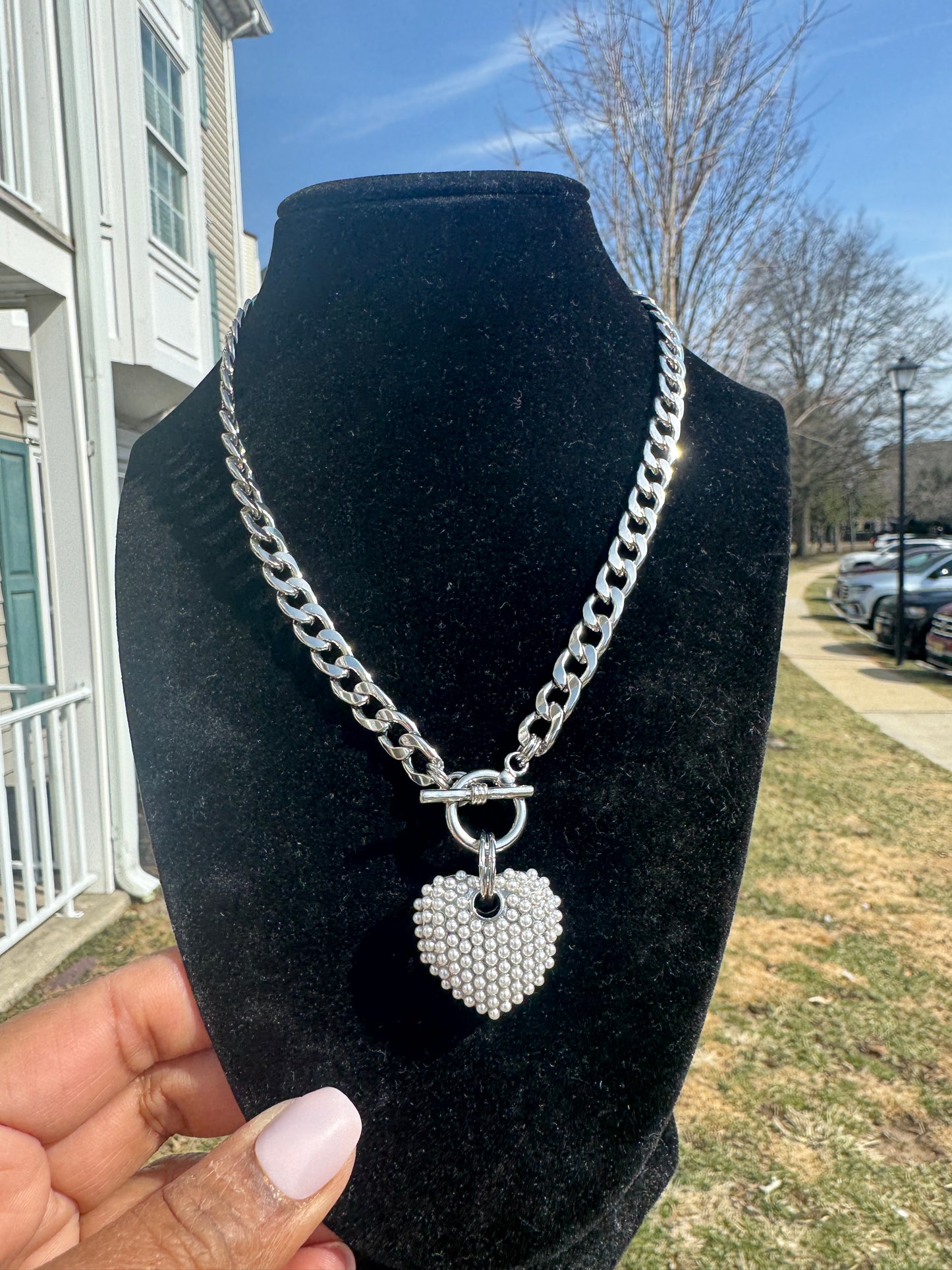 DENKAYS STATMENT HEART NECKLACE