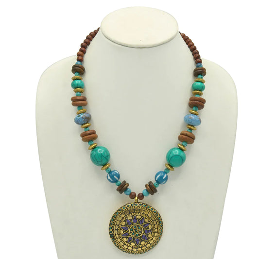 SALLY PENDANT STATEMENT AFRICAN SUNSET NECKLACE