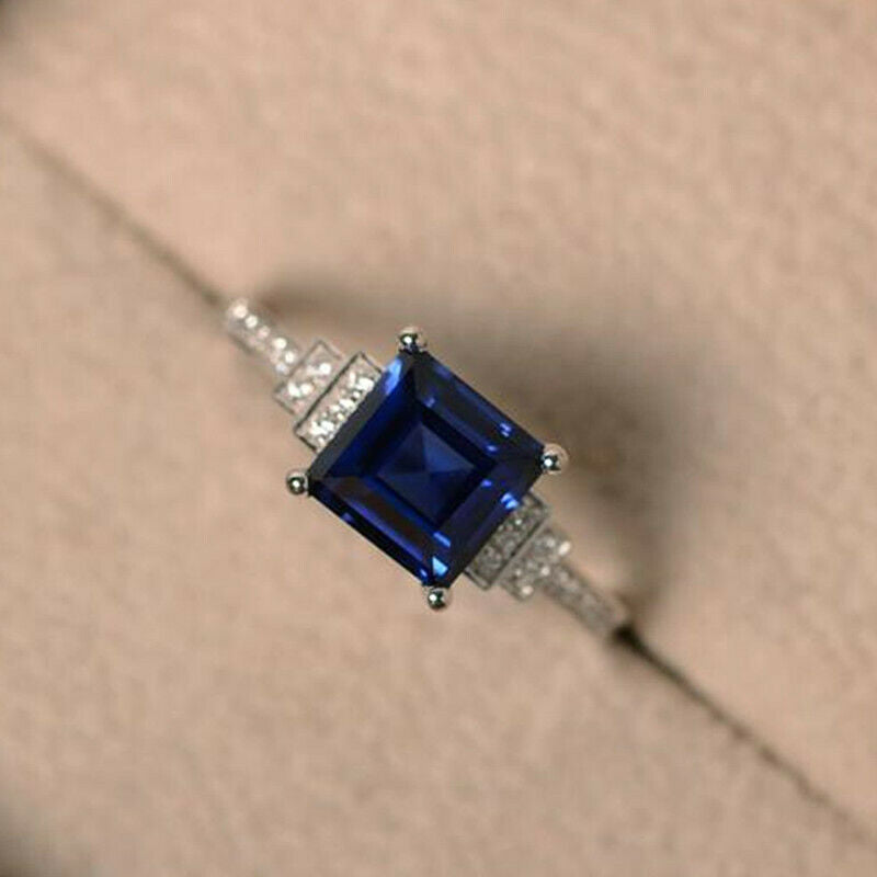 925 BLUE SAPPHIRE WEDDING RING