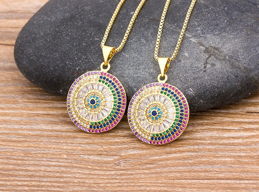 DENKAYS ROUND CUT EVIL EYE NECKLACE