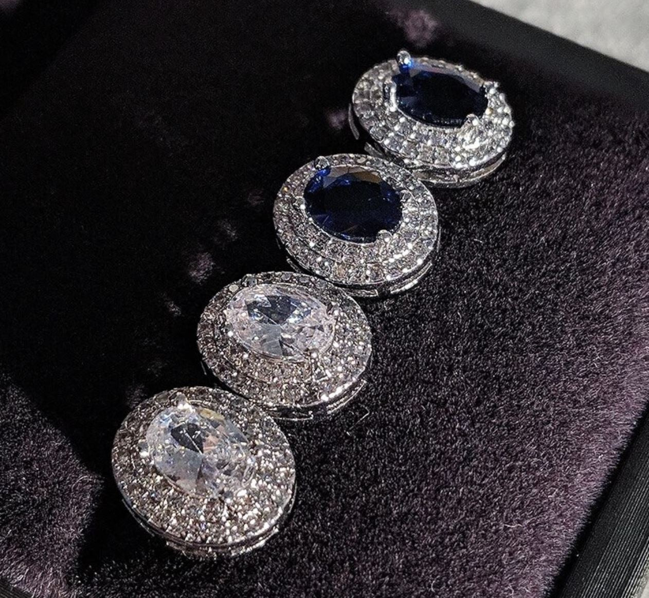 925 BLUE SAPPHIRE OVAL EARRINGS