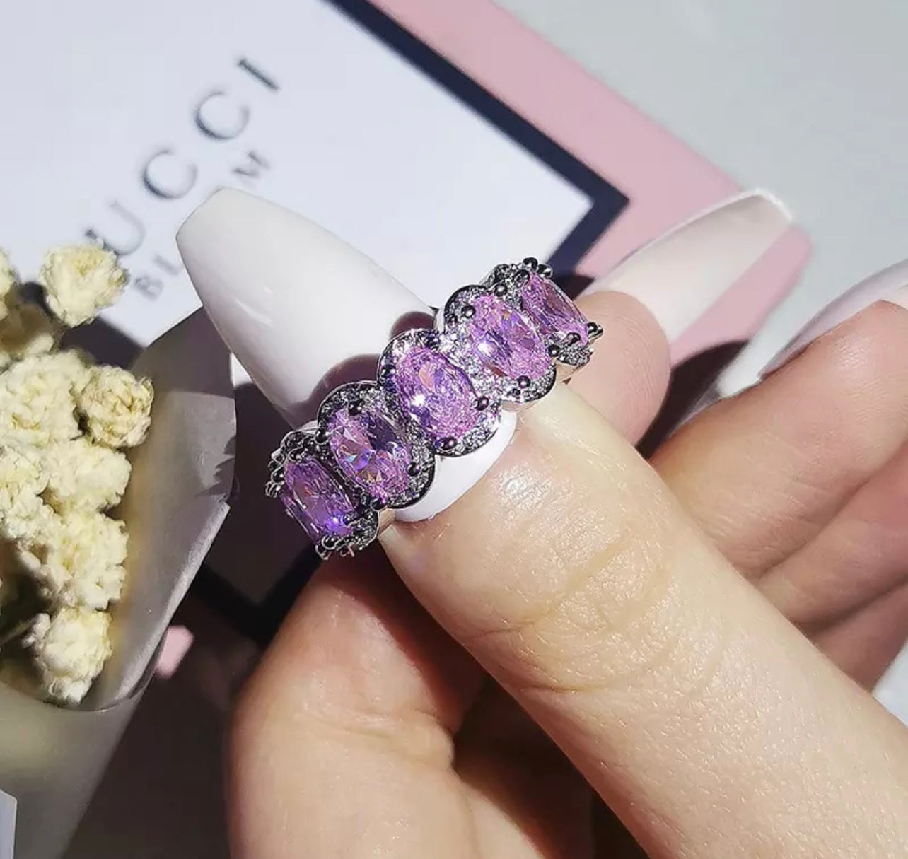 Katie Pink Sapphire Eternity Ring