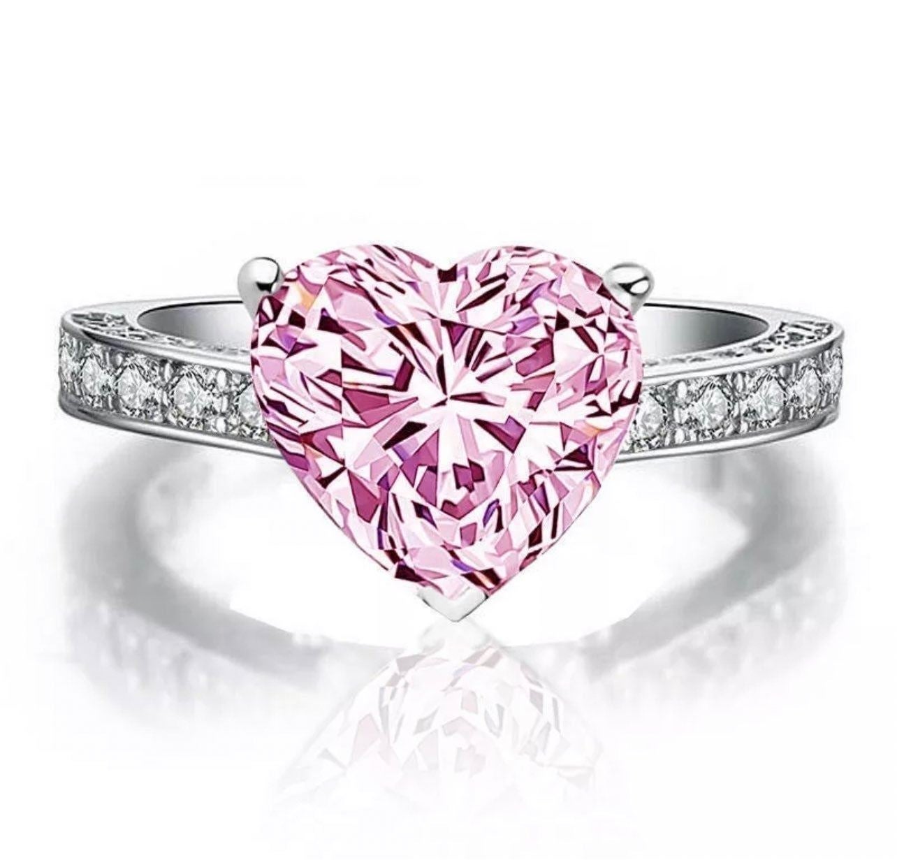 PINK HEART BRIDAL WEDDING RING