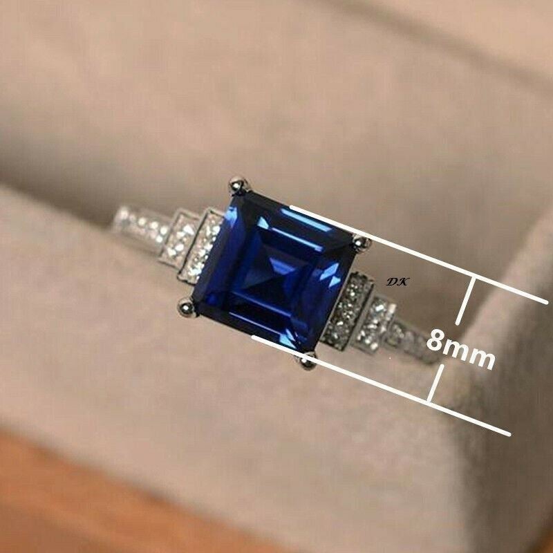 DENKAYS 925  BLUE SAPPHIRE BRIDAL WEDDING RING