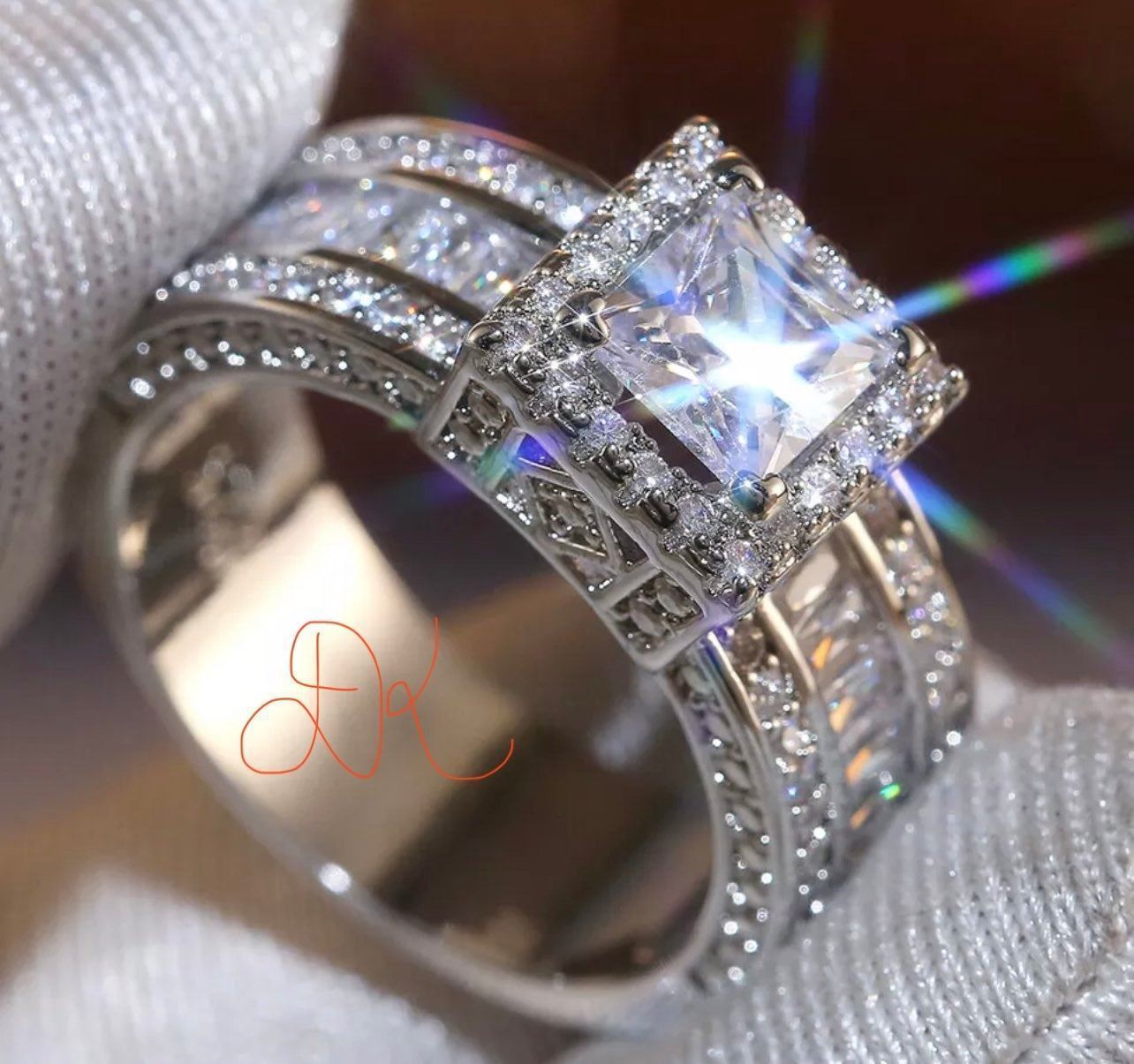 925 DENKAYS PRINCESS CUT BRIDAL WEDDING RING