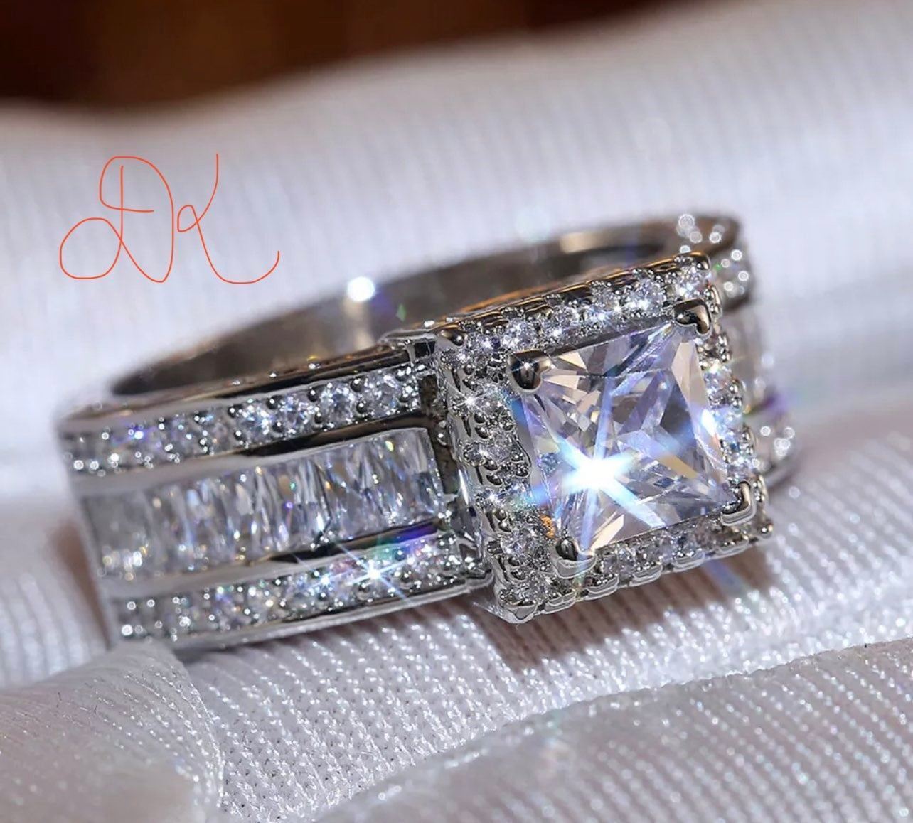 925 DENKAYS PRINCESS CUT BRIDAL WEDDING RING