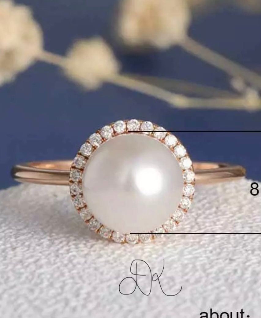 DENKAYS 925 ROSEGOLD PEARL BRIDAL WEDDING RING