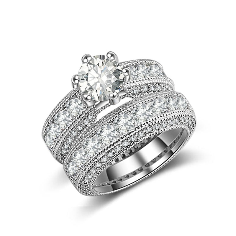 925 Sterling Silver luxury bold big wedding Rings