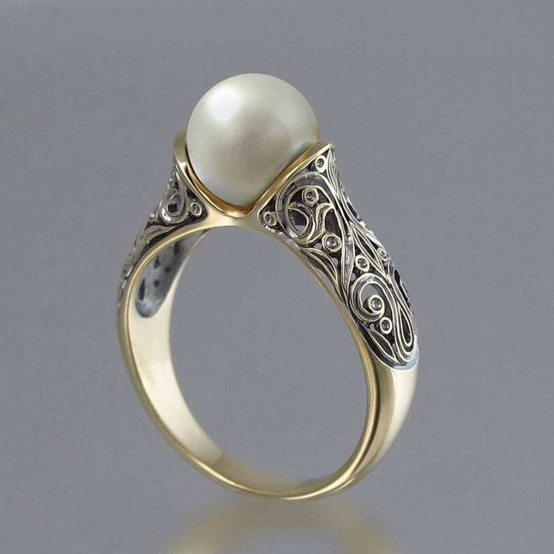 925/18K PEARL BRIDAL WEDDING RING